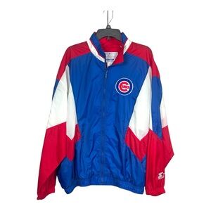 Vintage STARTER Men's Chicago Cubs Long Sleeve Zip Up Lightweight Jacket Size XL
